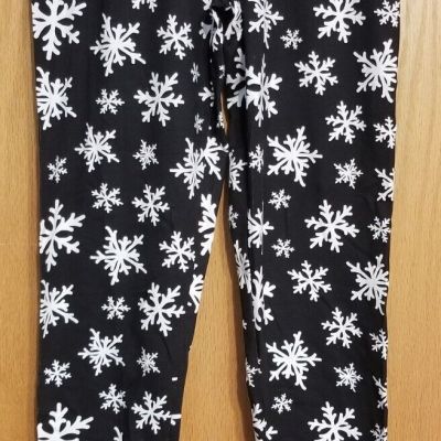 No Boundaries Leggings Black White Snowflake S 3/5 New